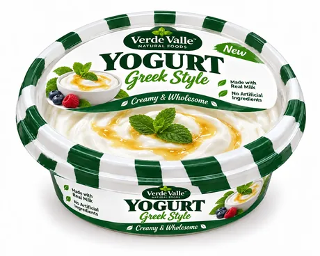 Retail Greek yogurt cup filled and sealed by the SDH-R machine