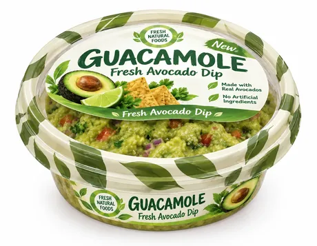 Retail guacamole cup filled and sealed by the SDH-R machine